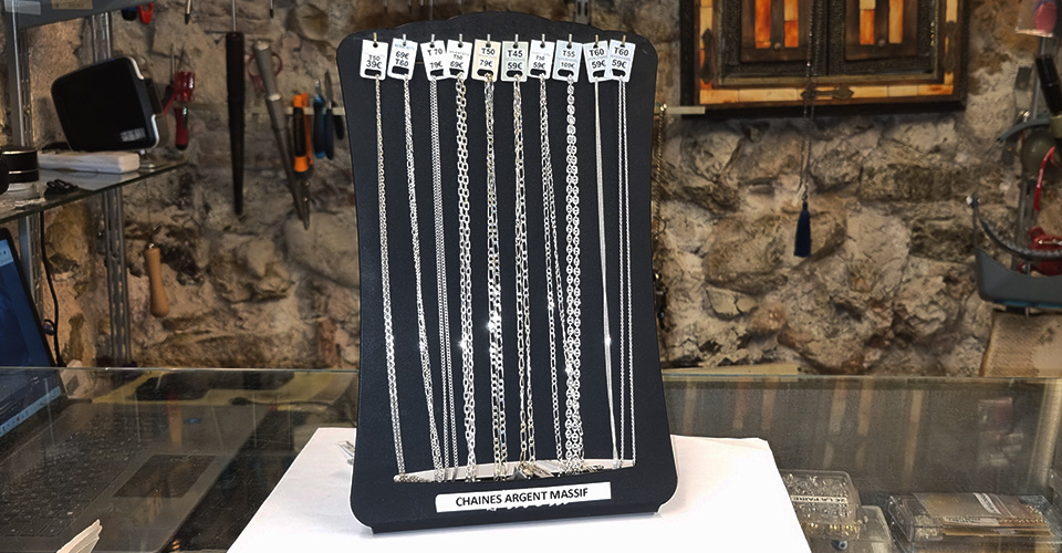 Vente de chaine en argent artisanale par votre bijoutier à Toulon